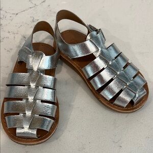 Kids Zara Metallic Silver Fisherman Sandals - Little Girl / Baby Size 6.5